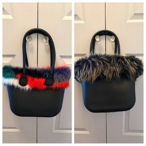 O Bag Mini Black Fur-Trimmed Women's Bag - 2 Bags in 1!